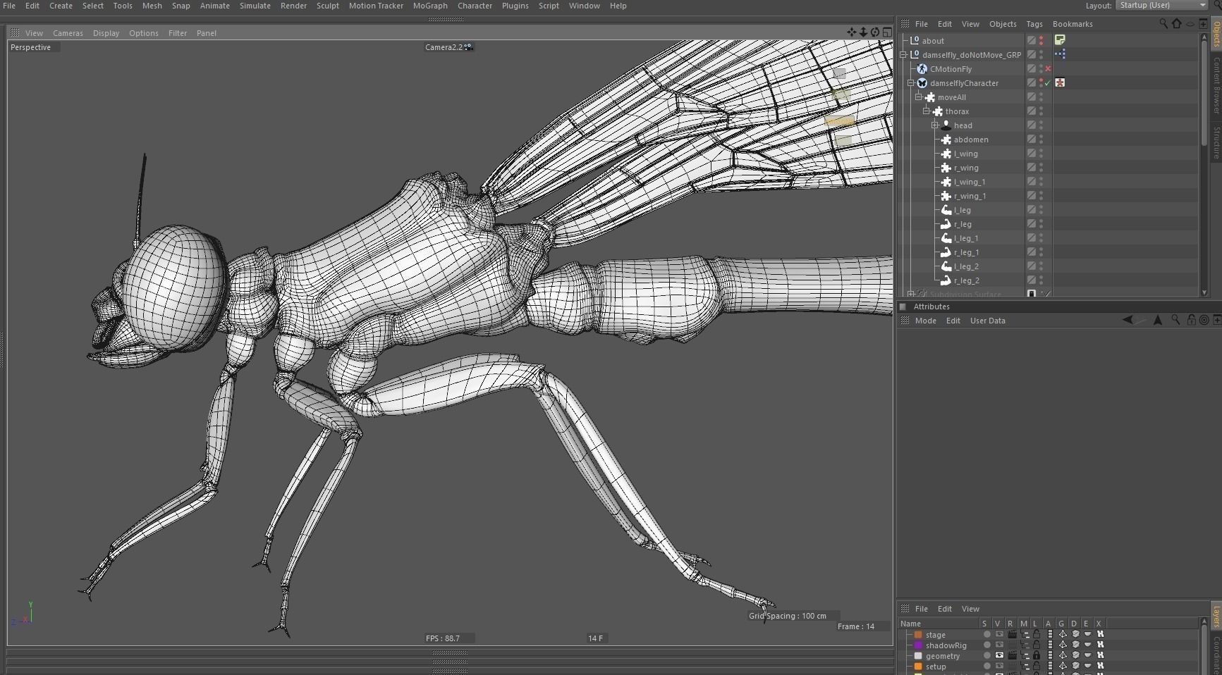 Damselfly rigged and animated for Cinema 4d 3D model_15