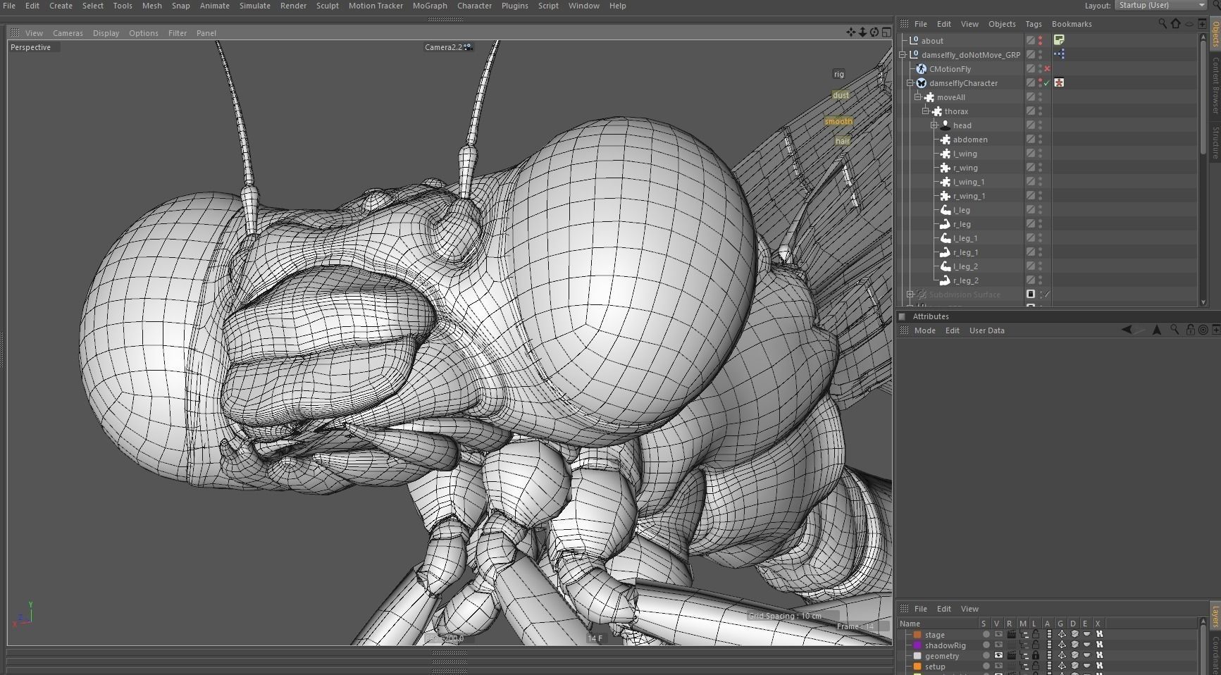 Damselfly rigged and animated for Cinema 4d 3D model_17