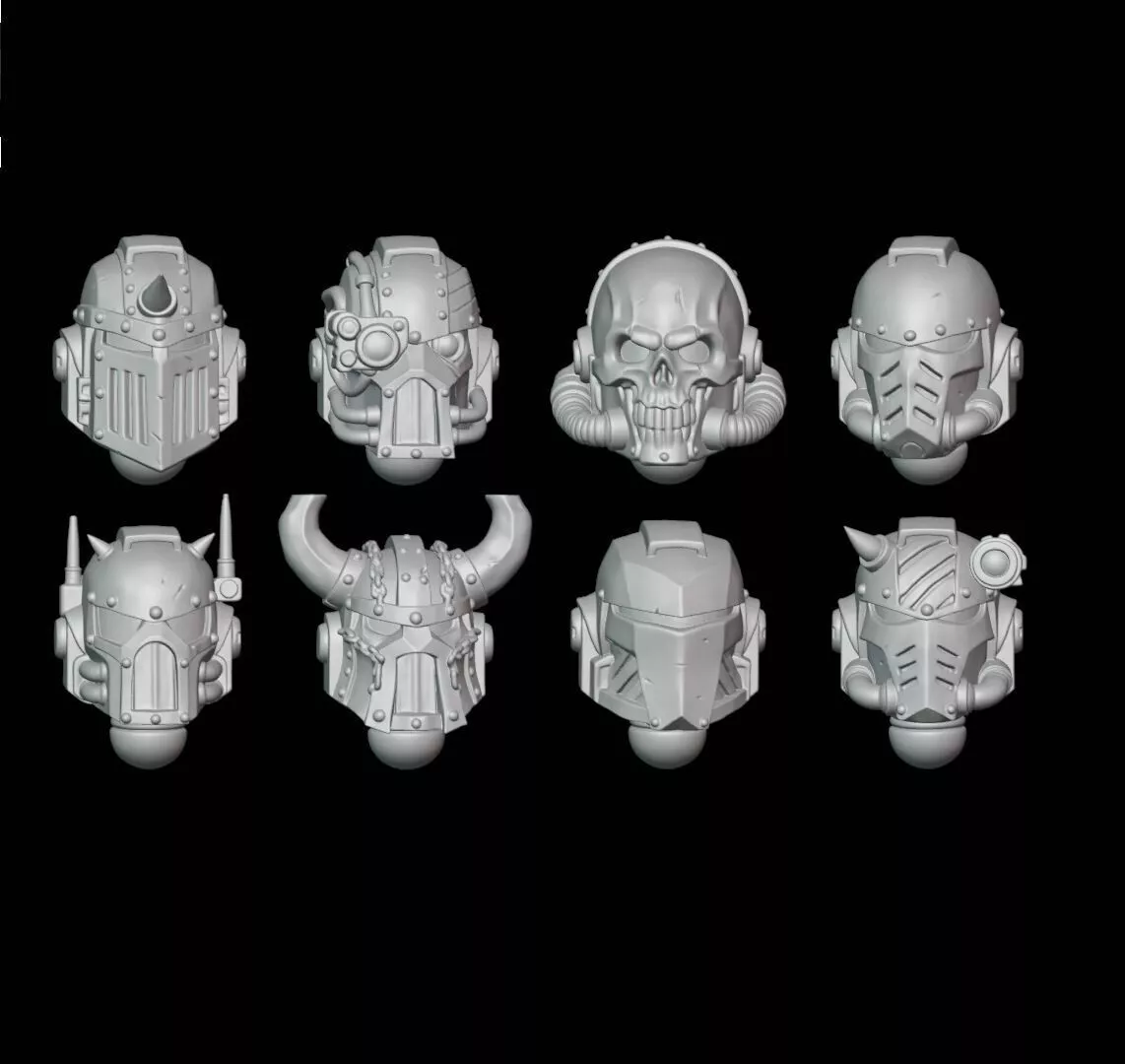 Brutalist Heavy Armor Helmet Set 3D print model