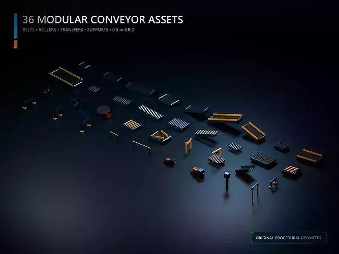 Modular Industrial Conveyor and Roller System Kit - 36 Assets