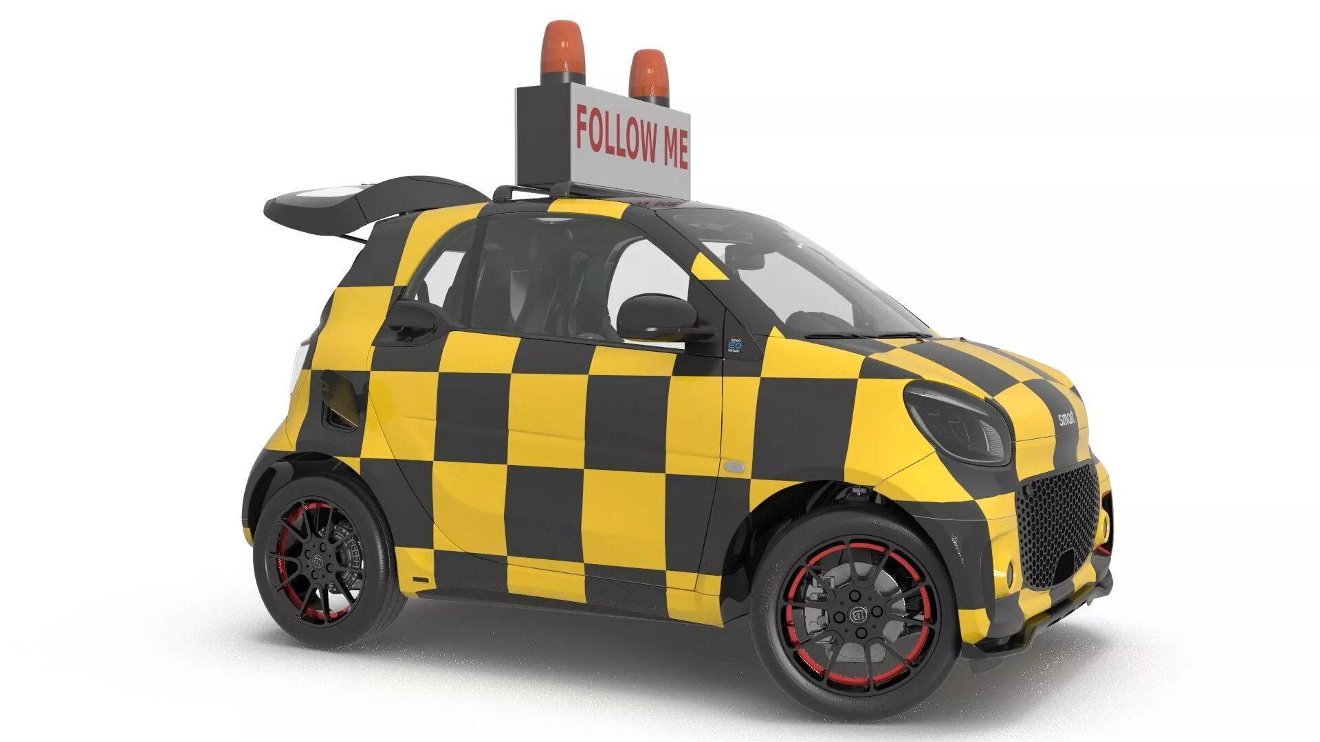 Smart Car Follow Me Airport Vehicle Rigged for Cinema 4D 3D model