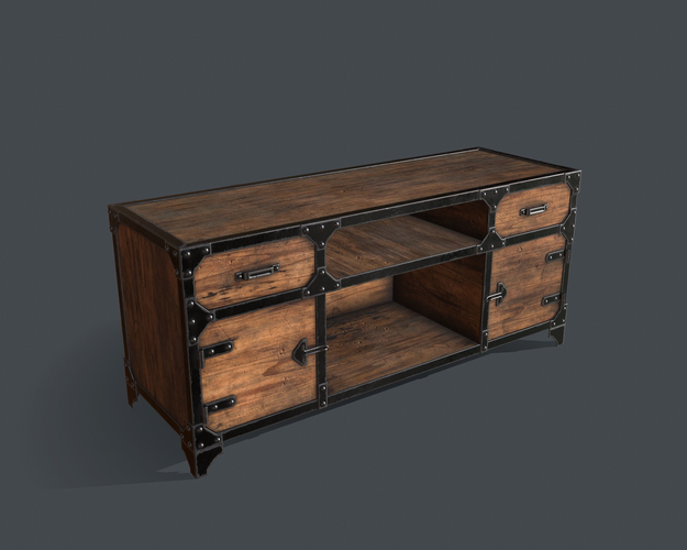 Industrial Style Media Console Low-poly 3D model