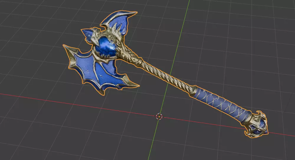 Royal Gilt - Fantasy Battle Axe Low-poly 3D model