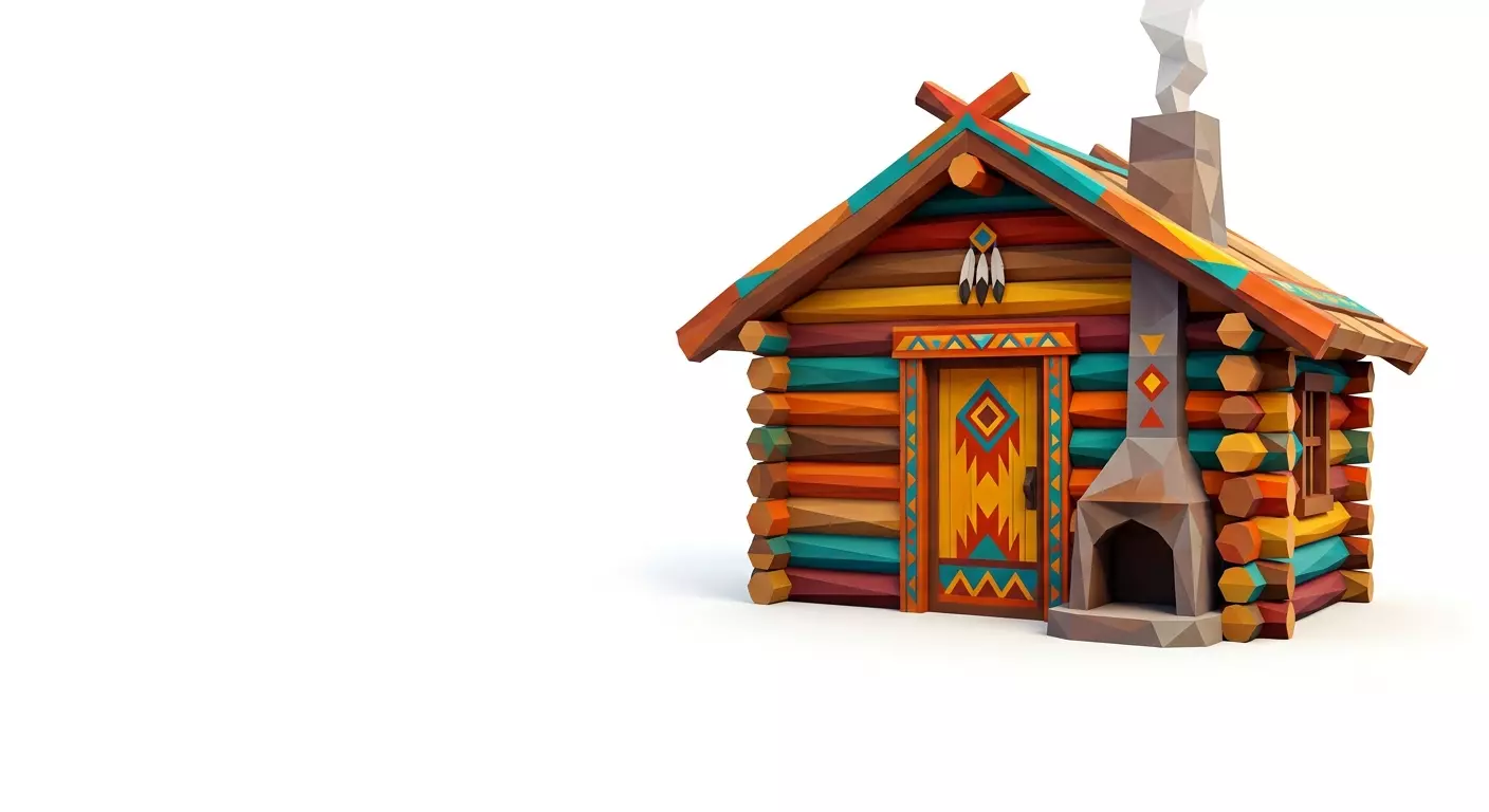 Low Poly Colorful Native Log Cabin House 3D Model 3D print model