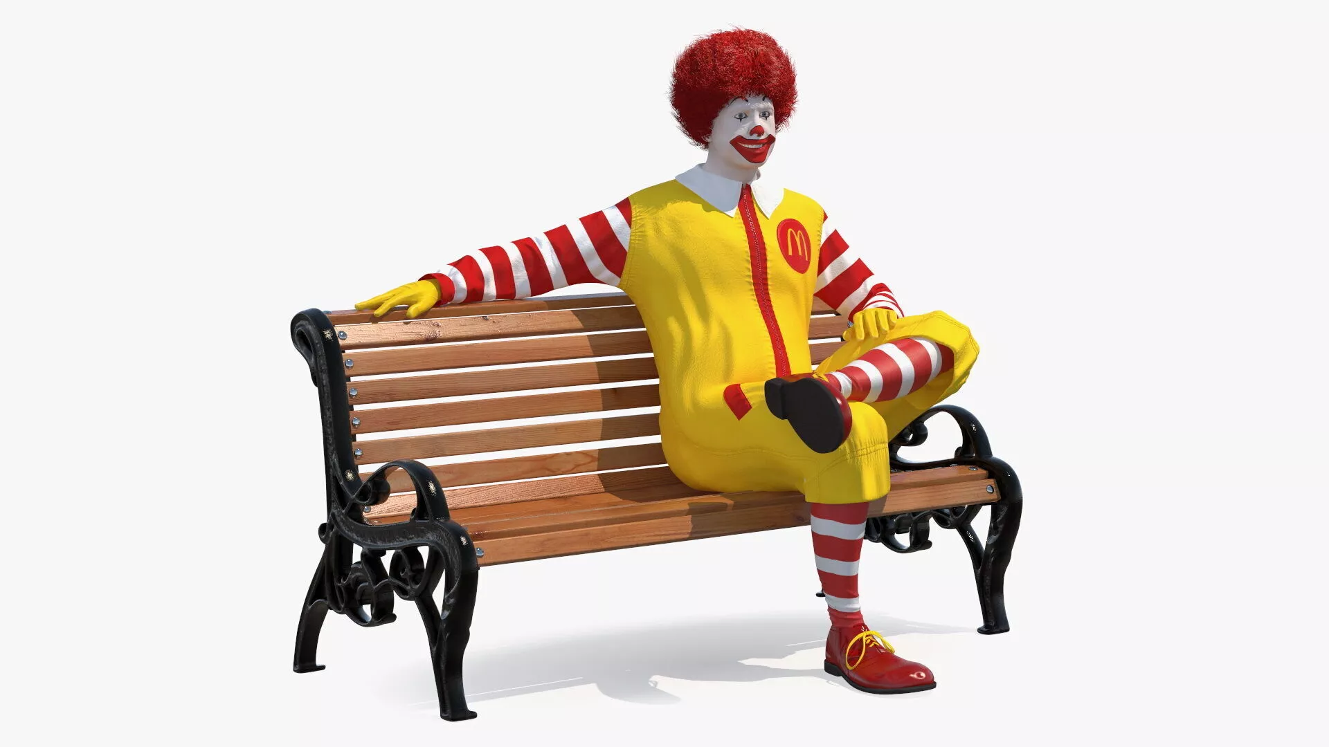 McDonalds Clown Bench Sitting Pose Fur 3D model