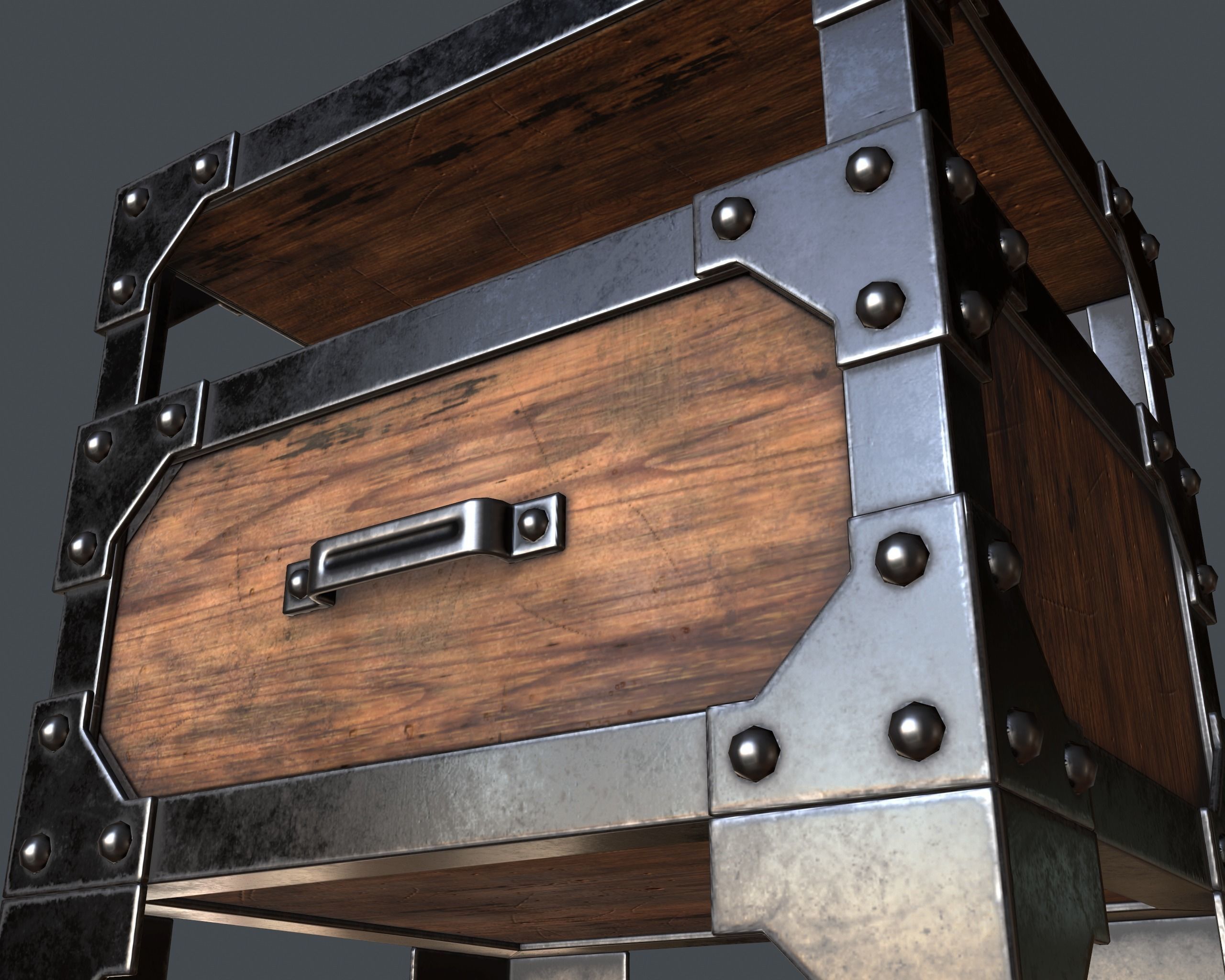 Industrial Style Nightstand Low-poly 3D model_7