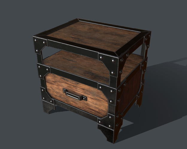Industrial Style Nightstand Low-poly 3D model