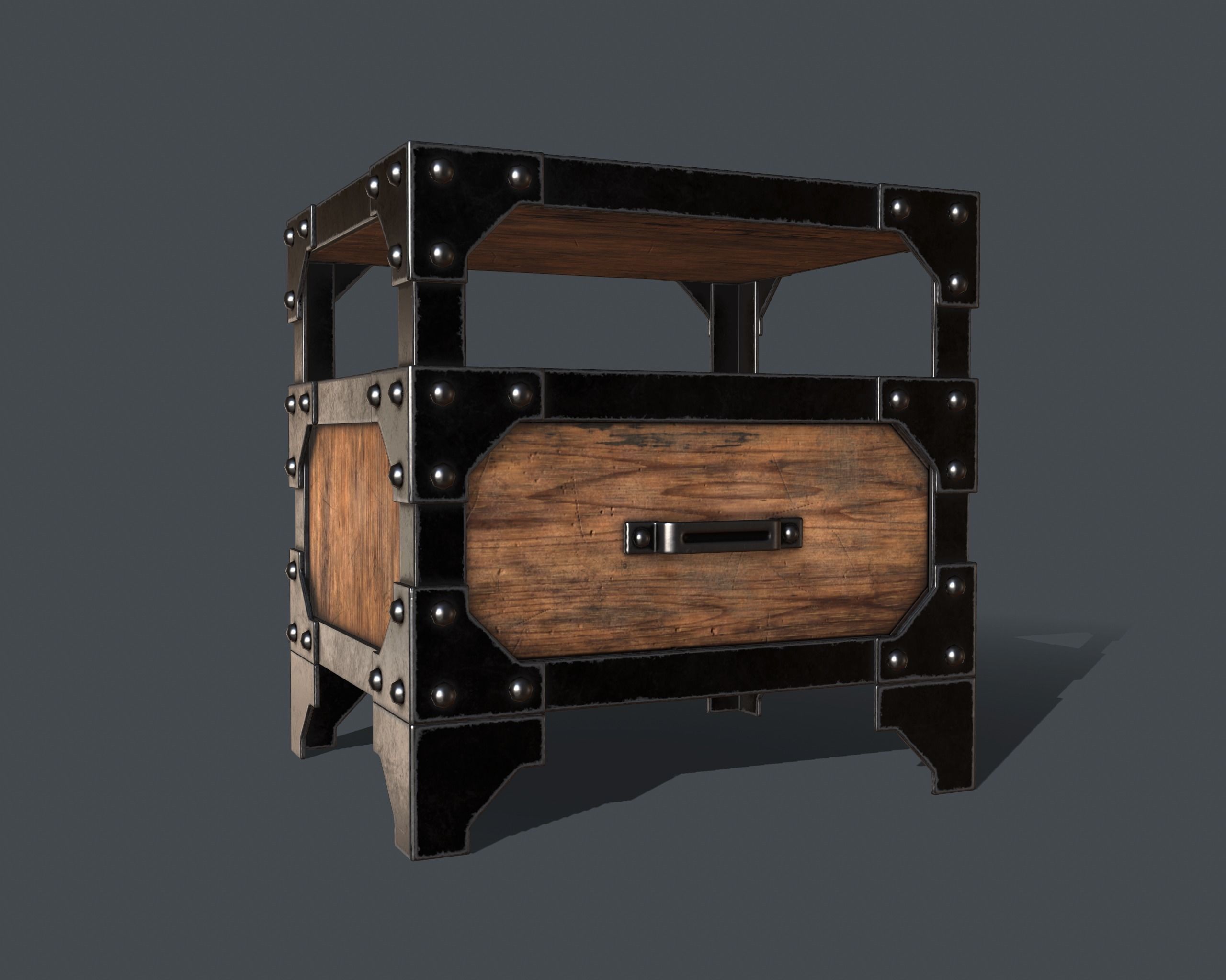 Industrial Style Nightstand Low-poly 3D model_5