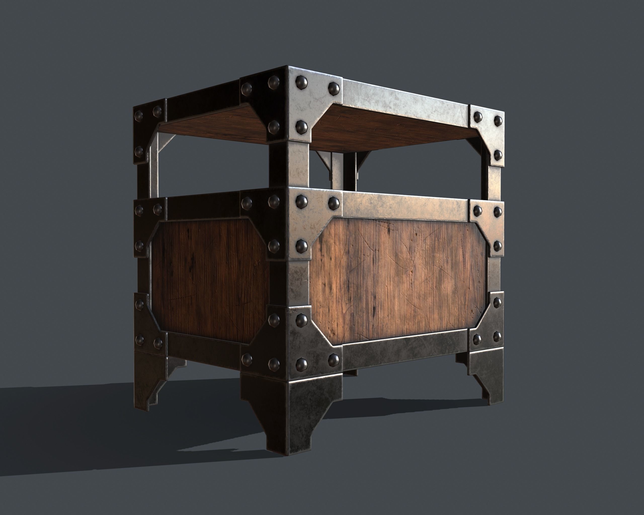 Industrial Style Nightstand Low-poly 3D model_3