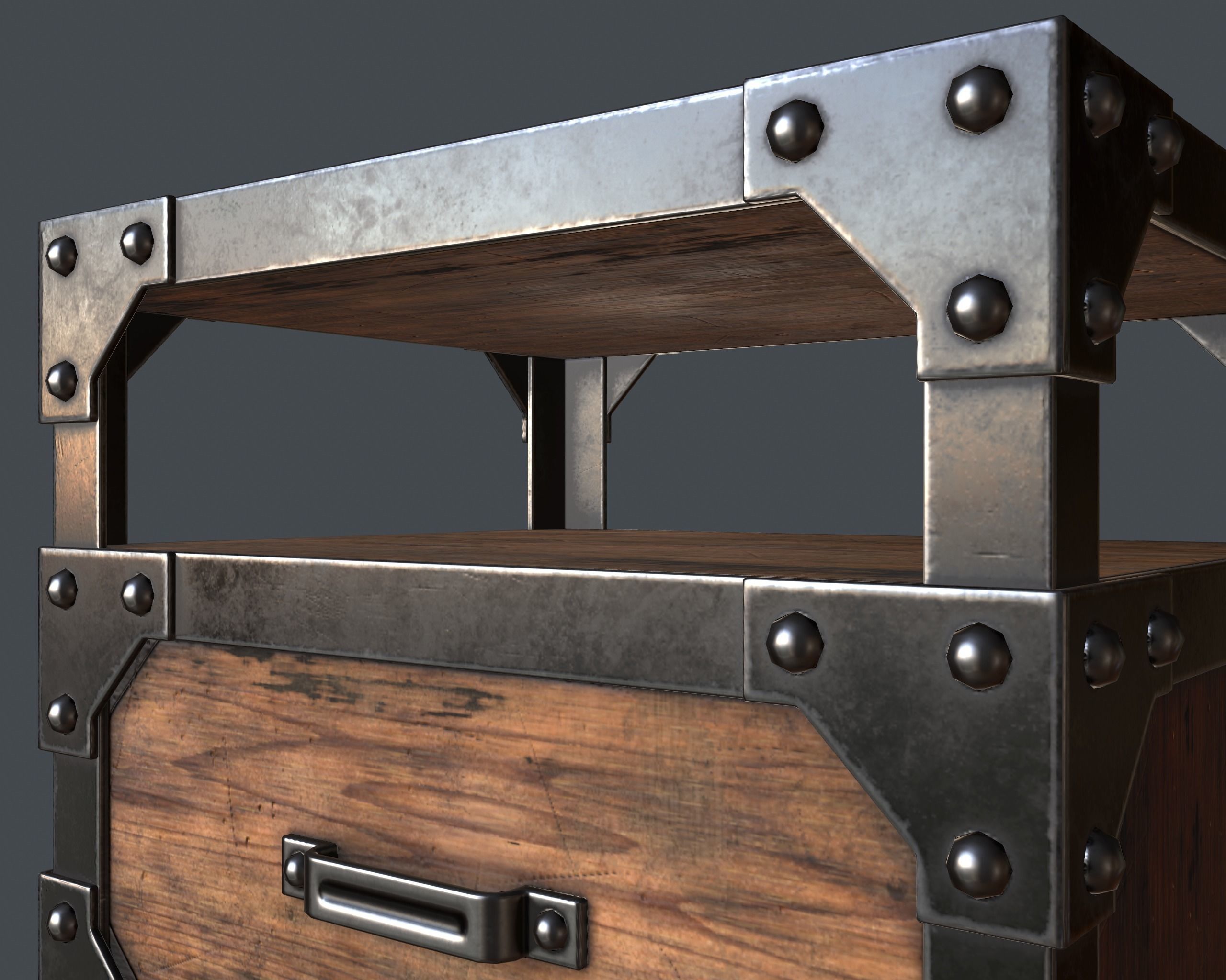 Industrial Style Nightstand Low-poly 3D model_2