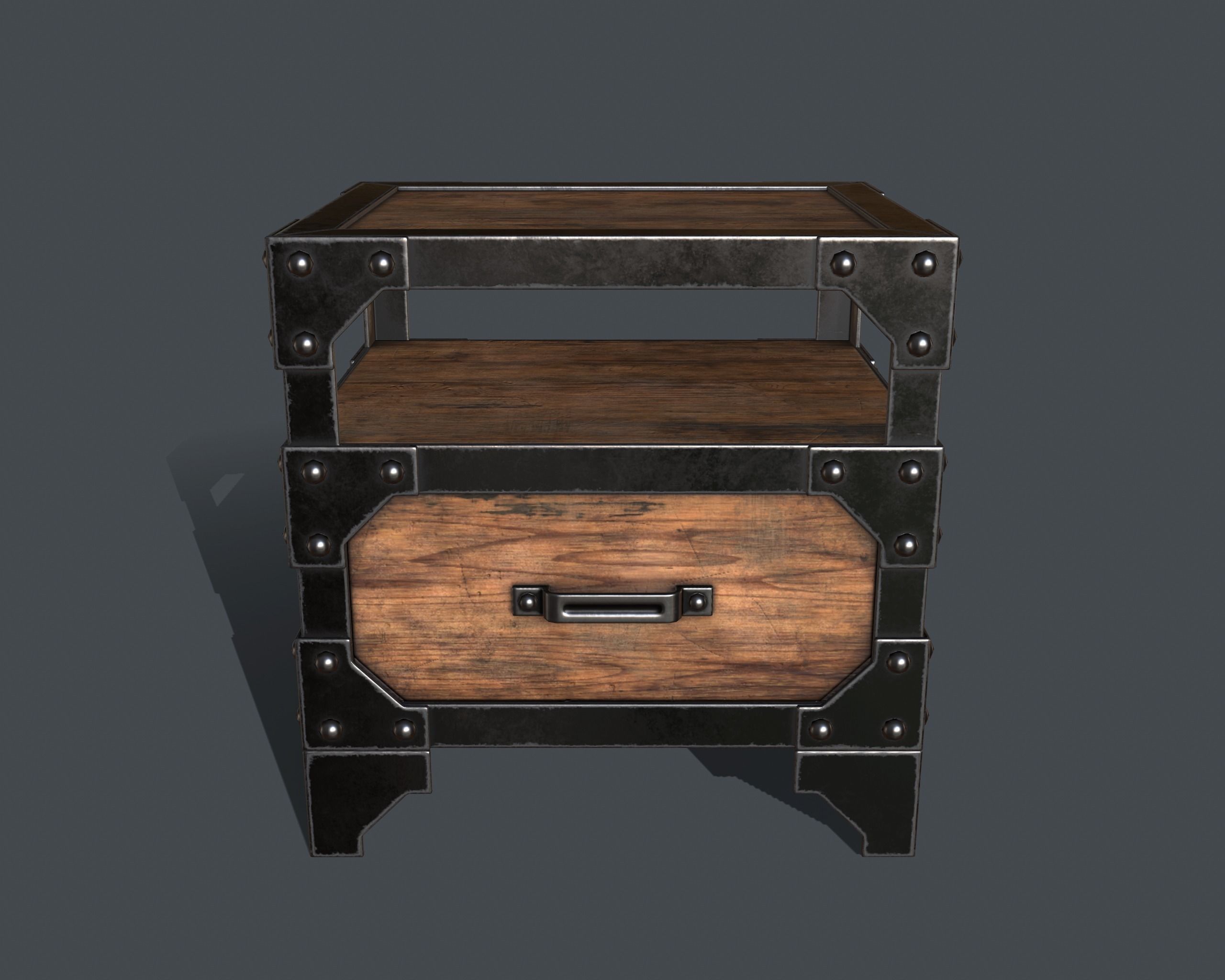 Industrial Style Nightstand Low-poly 3D model_4