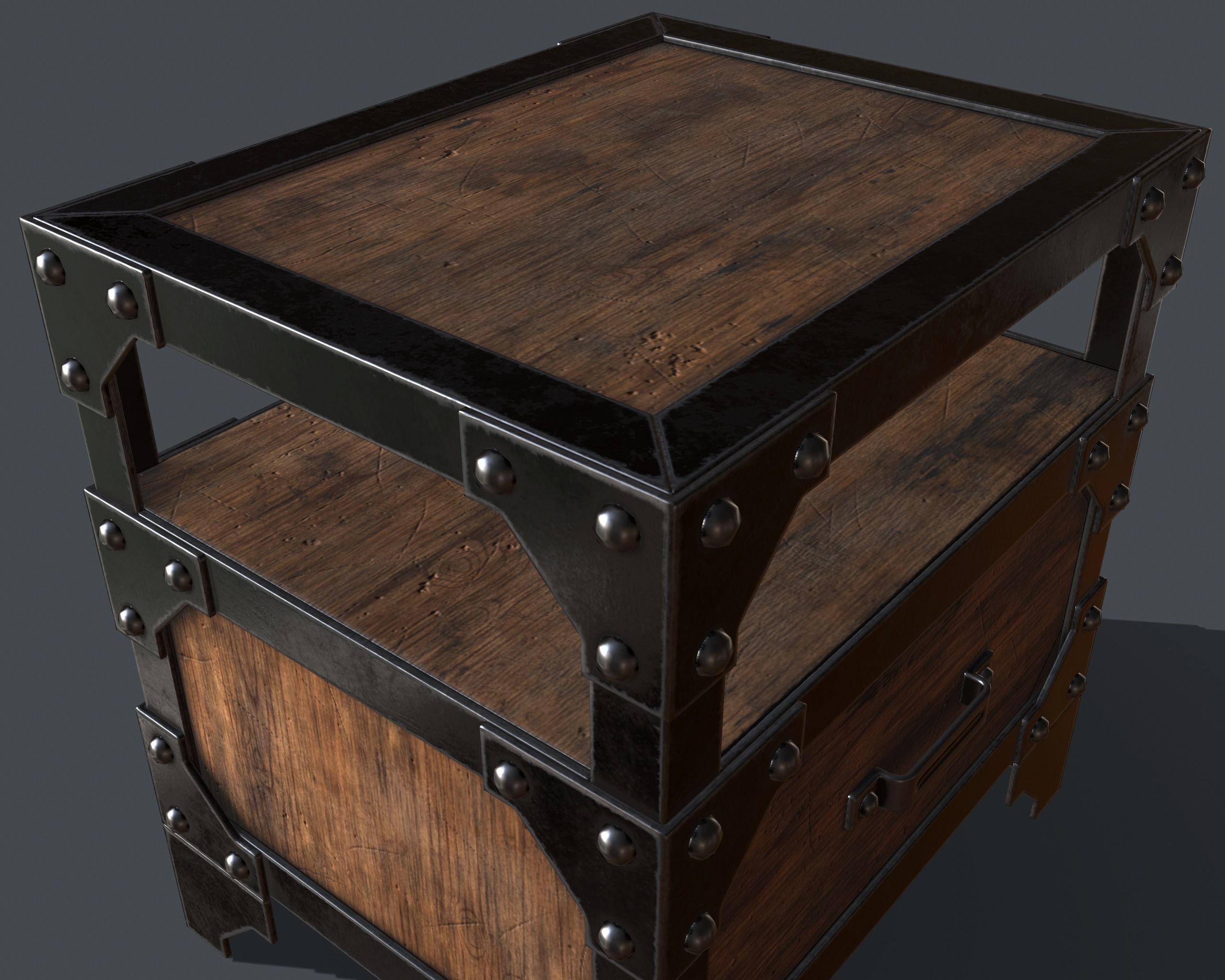 Industrial Style Nightstand Low-poly 3D model_6