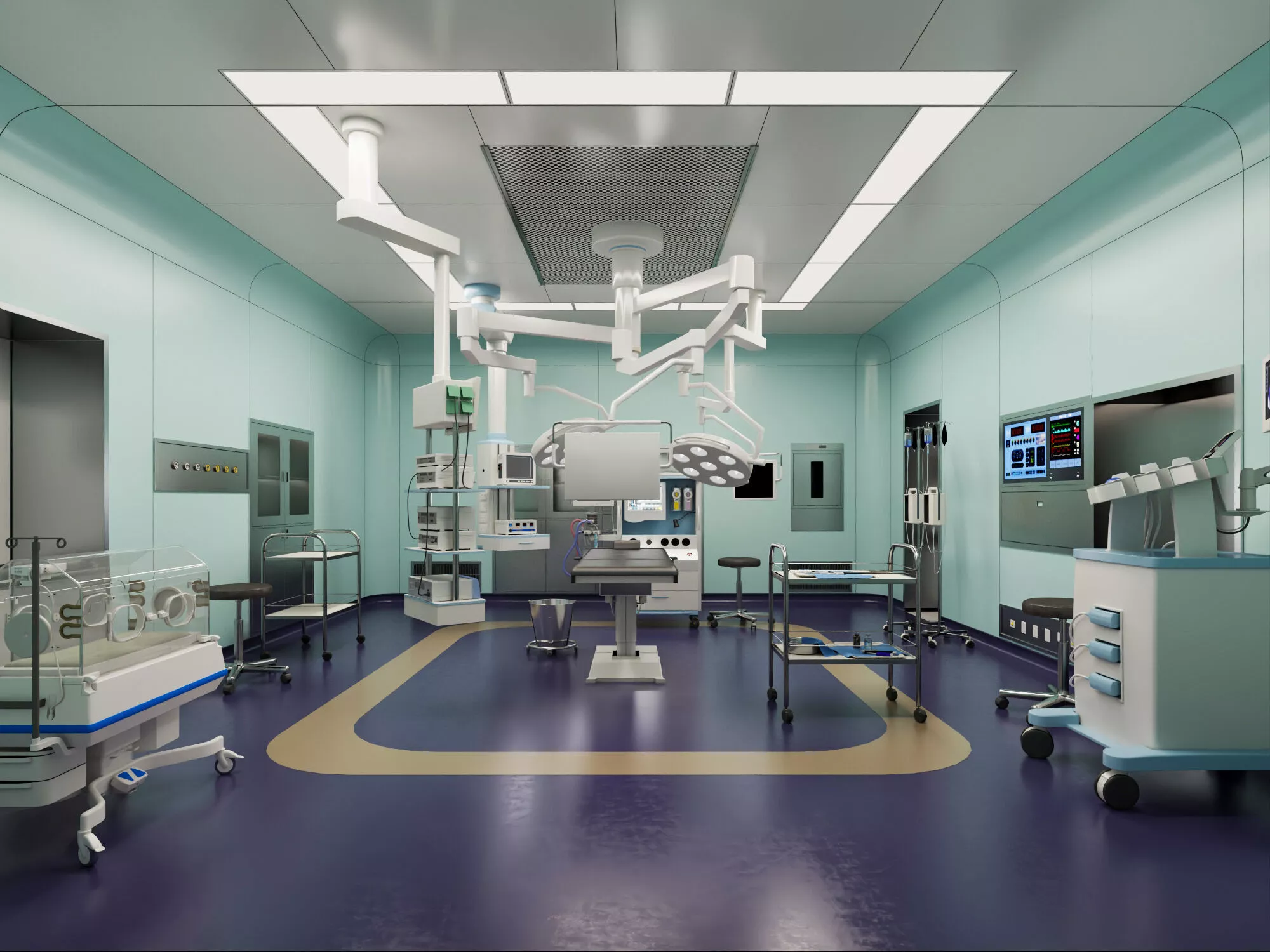 Operating Room Full Scene Medical Equipment 3D Model 3D model