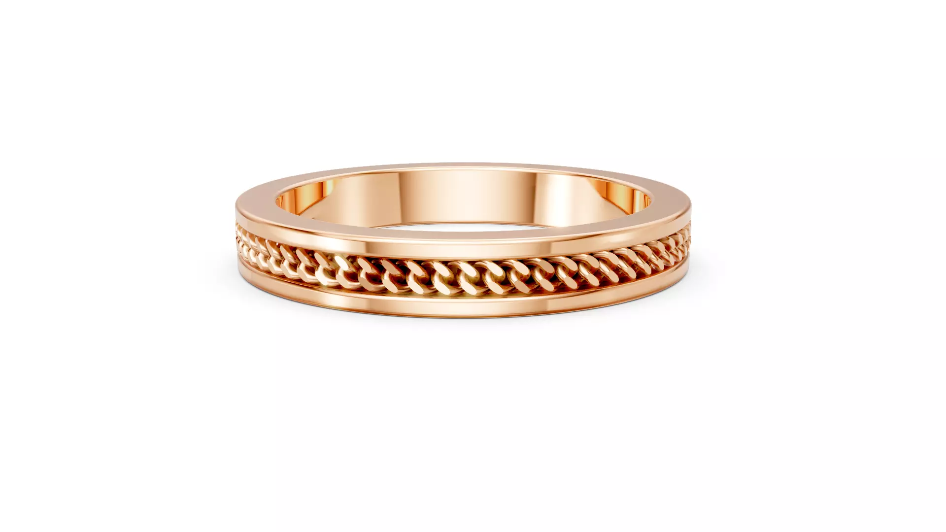 Cuban Chain Wedding Band Ring Jewelry CAD STL Printable Model 3D print model