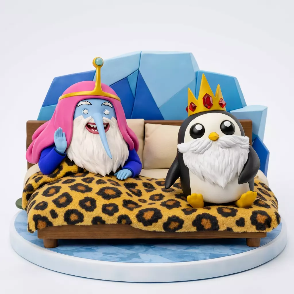 Rey Helado y Gunter en la Cama - Modelo 3D de Hora de Aventura 3D print model