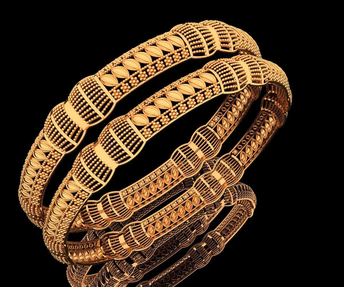 1568 Segmented Ribbed Station Filigree Bangle 61MM-10gm 3D print model