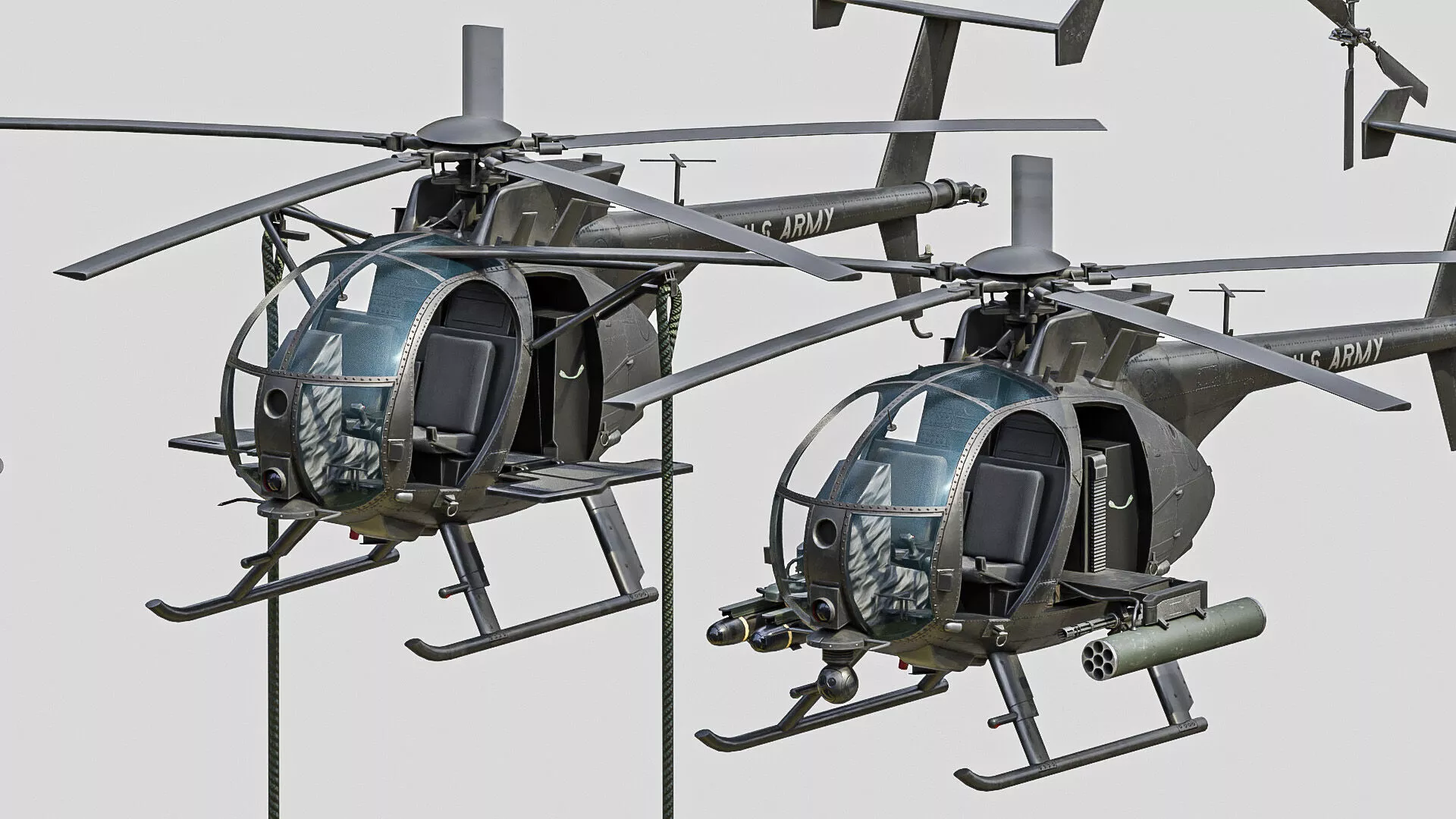 MH-6 Little bird Low-poly 3D model