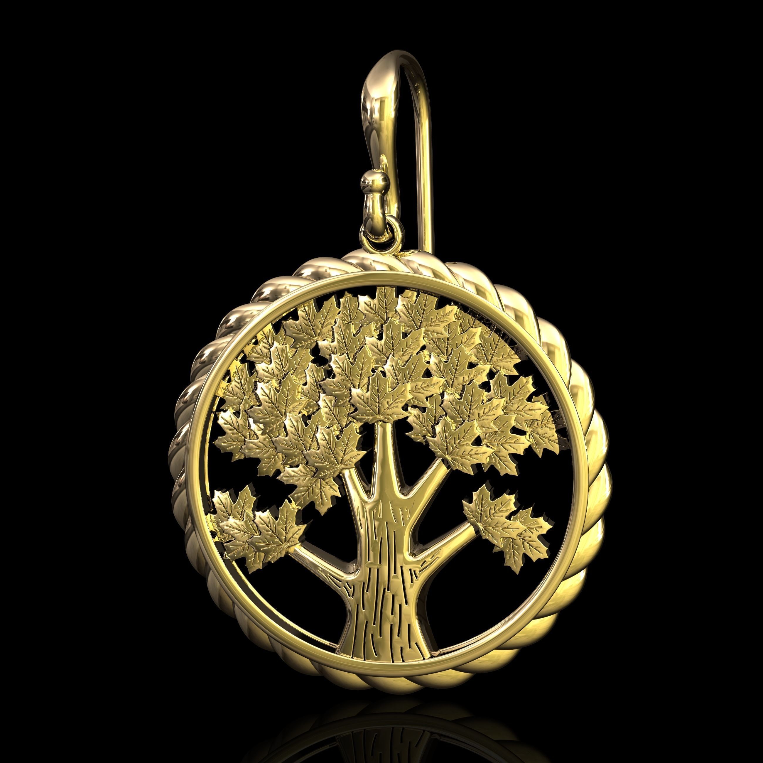 Tree Earrings 3D print model_3