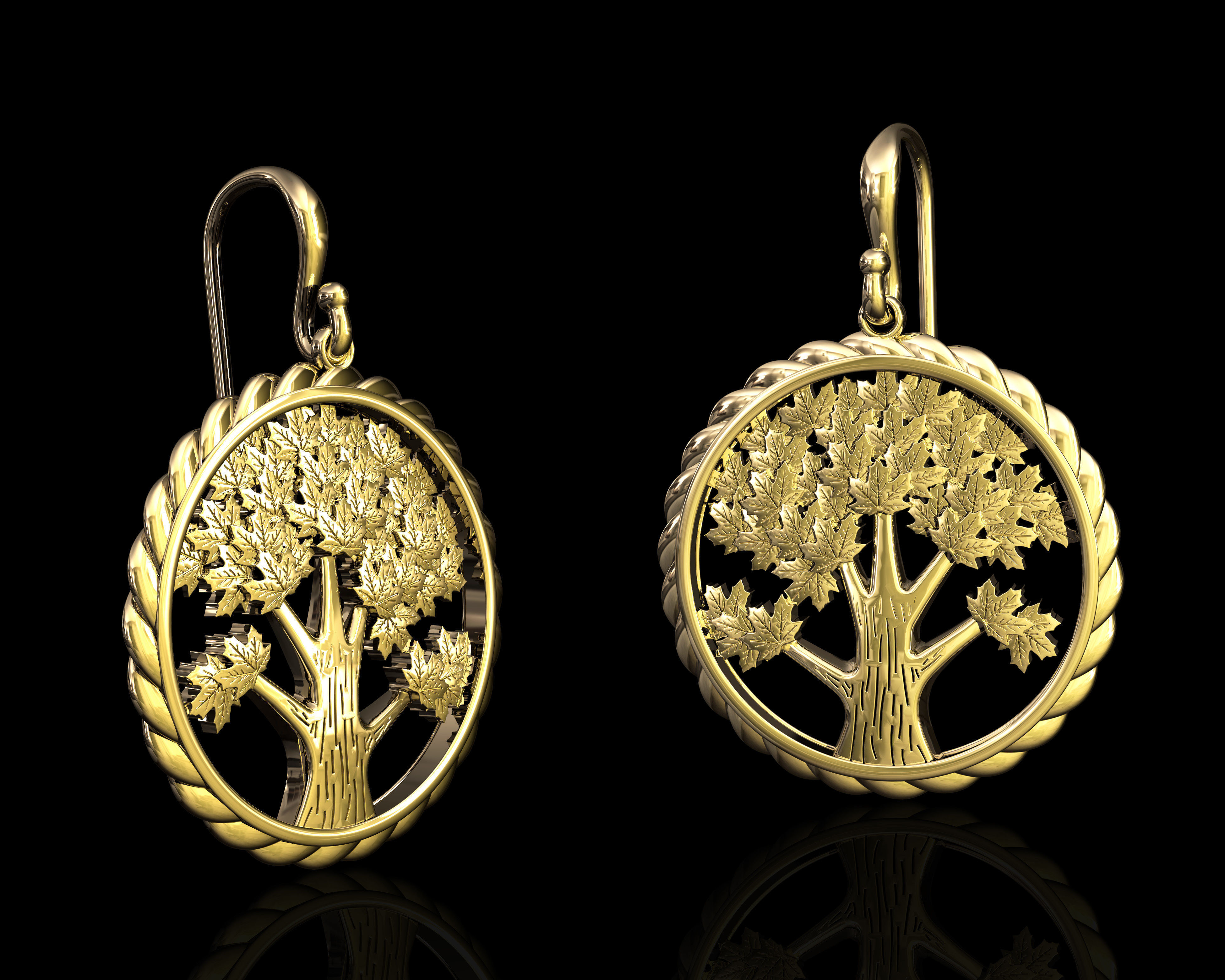 Tree Earrings 3D print model_1
