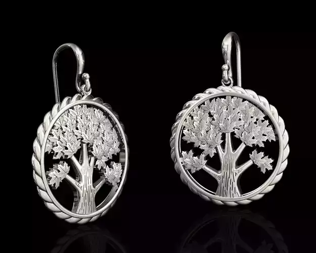 Tree Earrings 3D print model