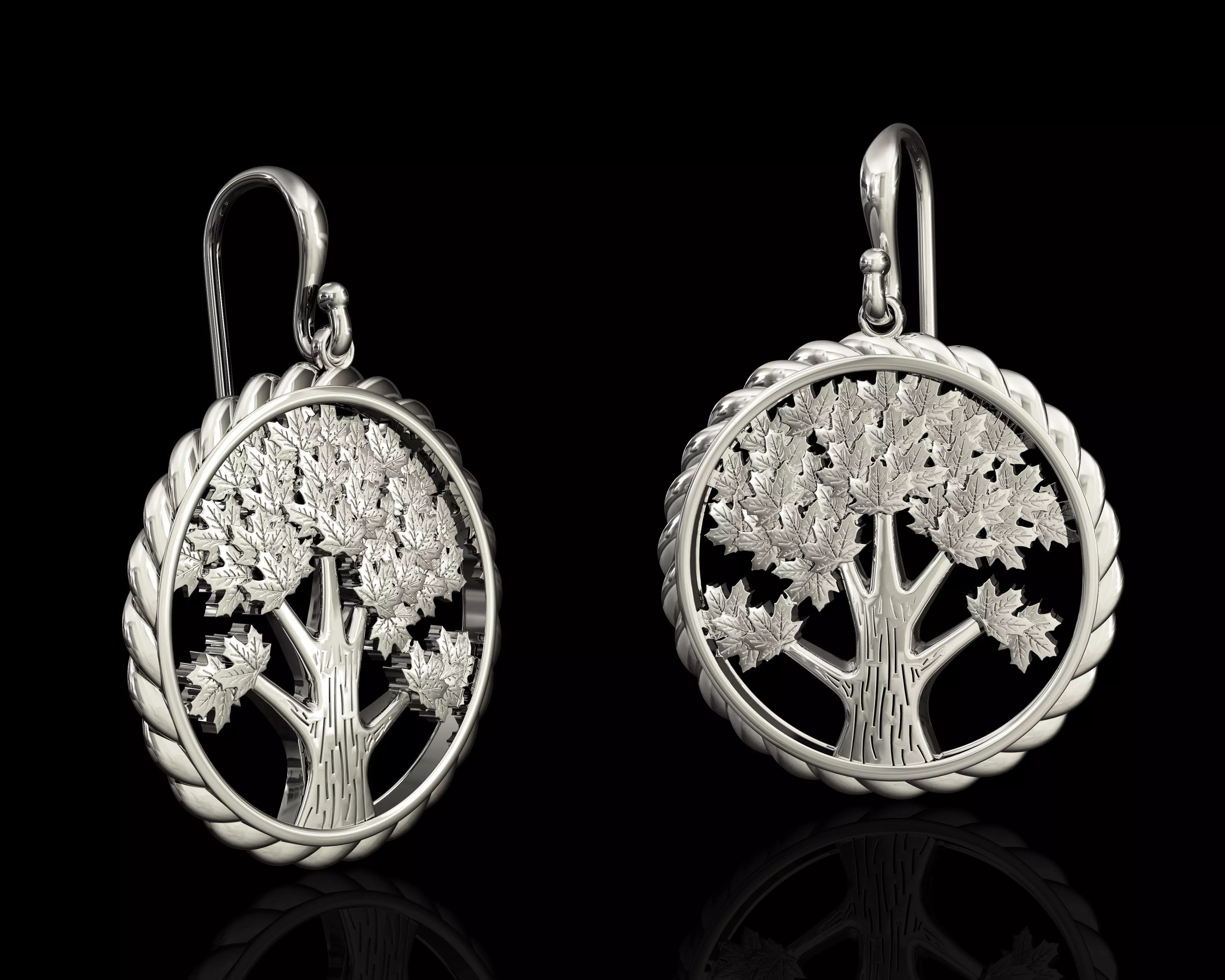 Tree Earrings 3D print model_0