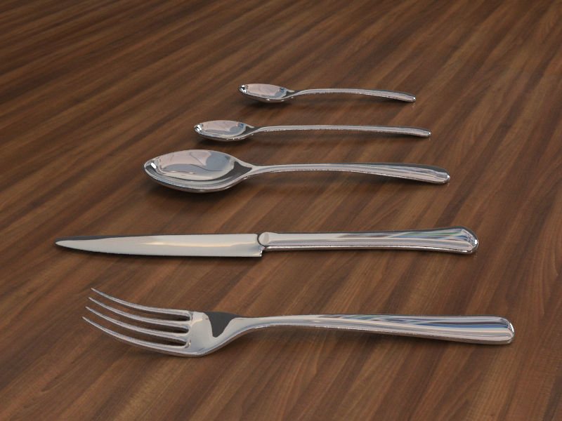 Spoons Fork and Knife Low-poly 3D model_3