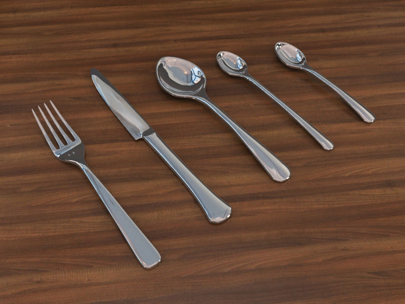 Spoons Fork and Knife Low-poly 3D model_4