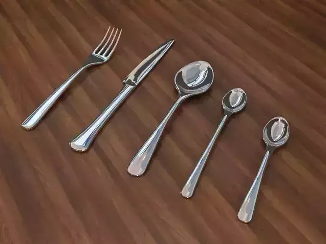 Spoons Fork and Knife Low-poly 3D model