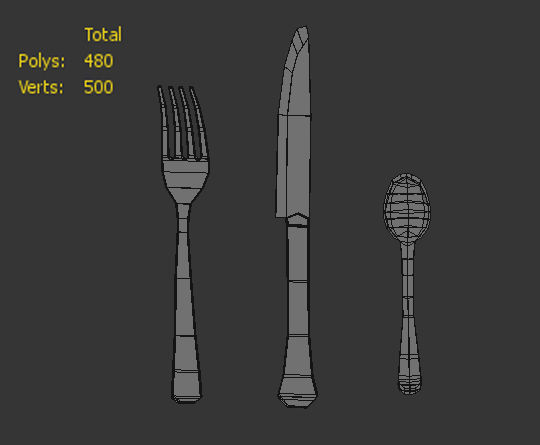 Spoons Fork and Knife Low-poly 3D model_6