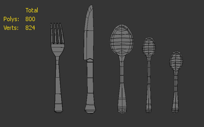 Spoons Fork and Knife Low-poly 3D model_5