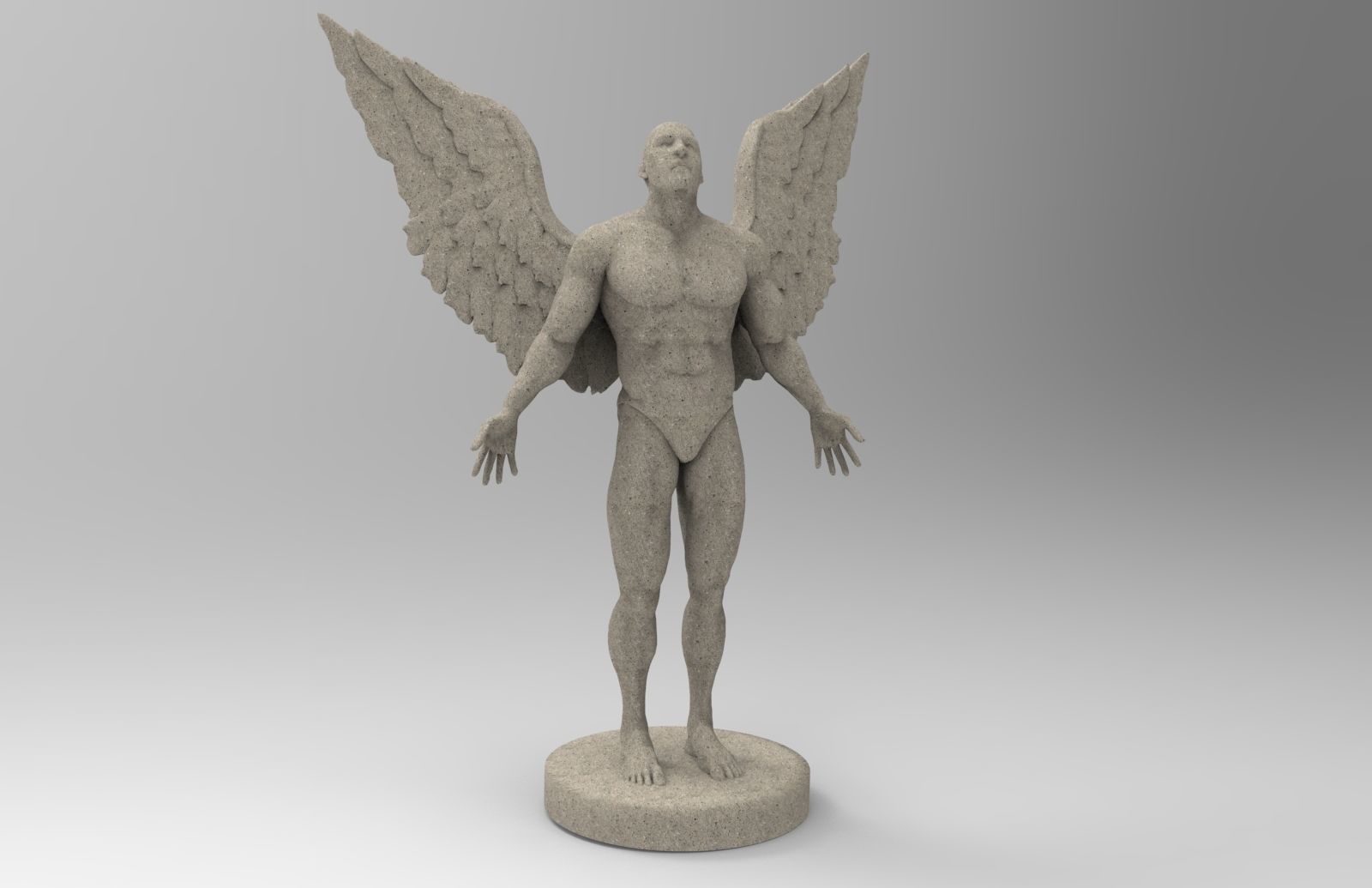Angel statue of with wings 3D print model_2