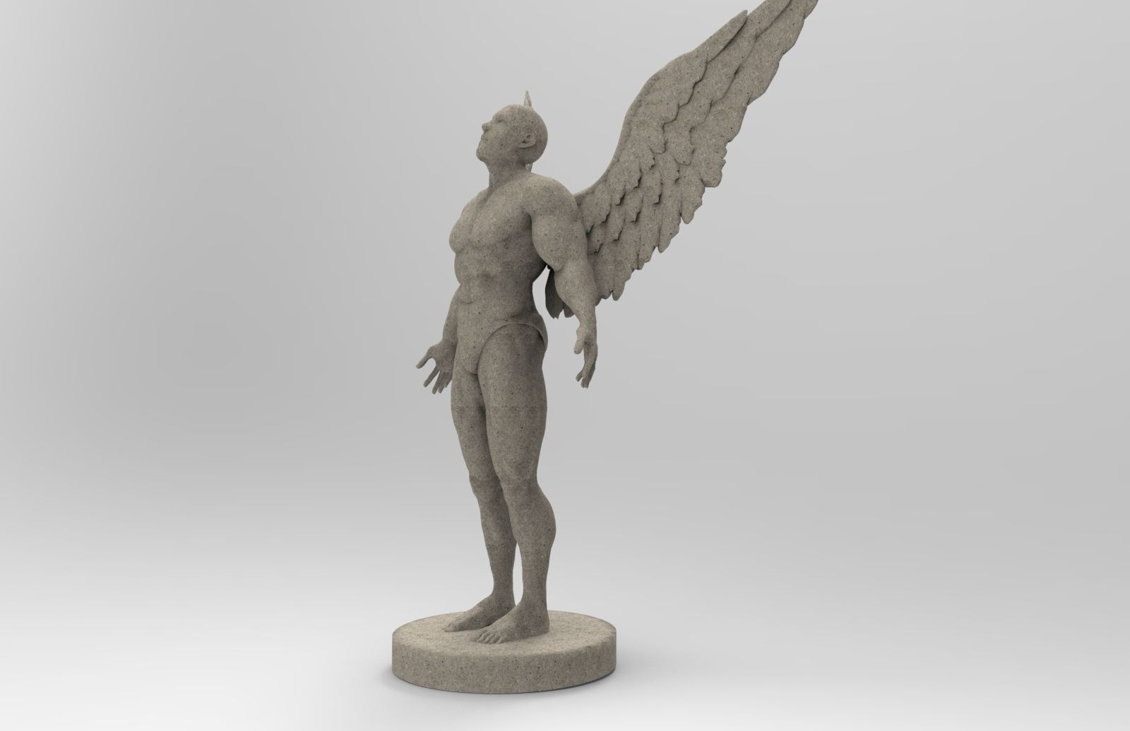 Angel statue of with wings 3D print model_4