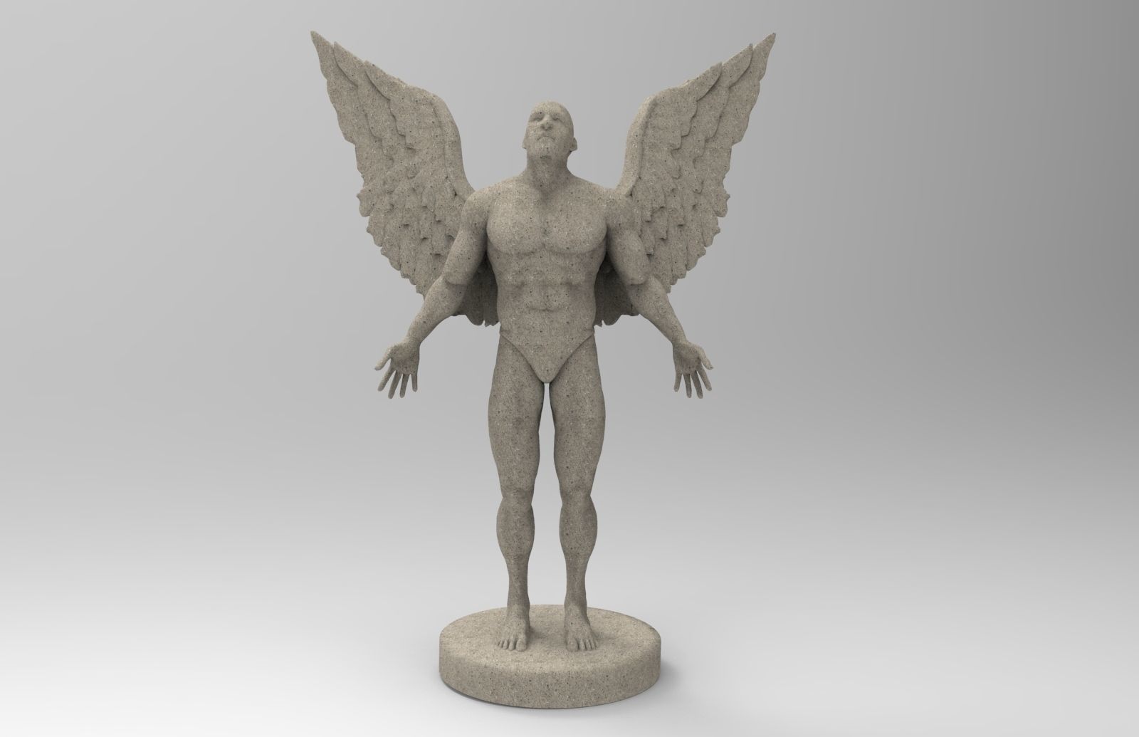 Angel statue of with wings 3D print model_1