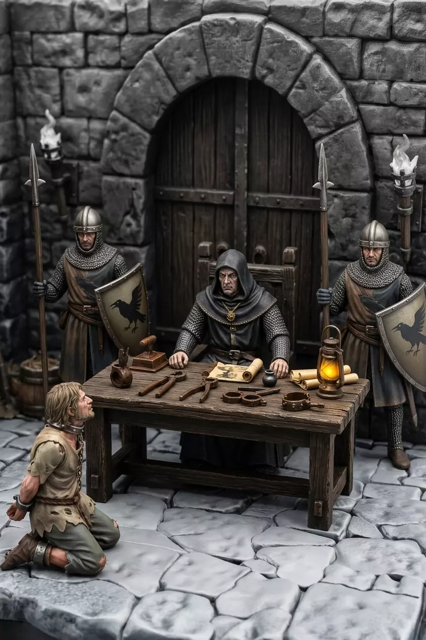 Medieval Dungeon Interrogation Diorama - 10 Piece 3D Printable S 3D print model