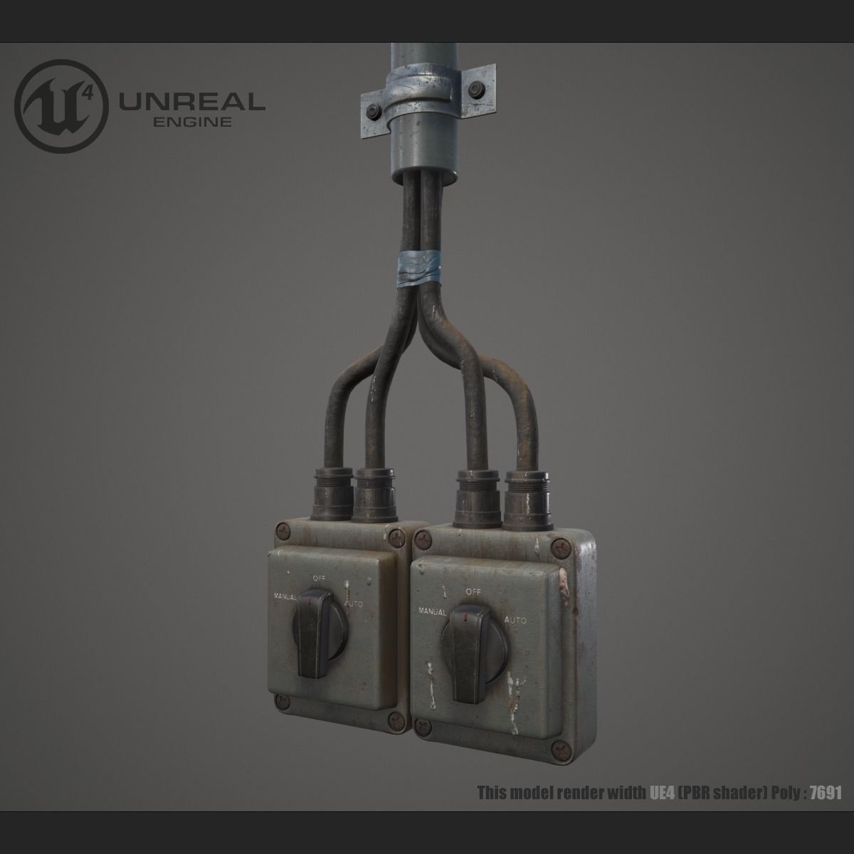 Electrical switch box Low-poly 3D model_0