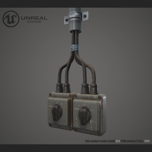 Electrical switch box Low-poly 3D model