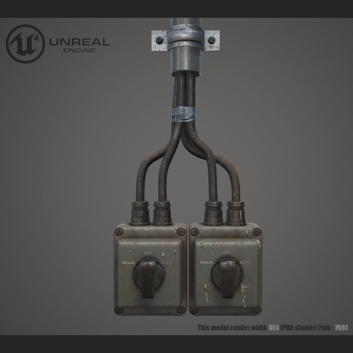 Electrical switch box Low-poly 3D model_5