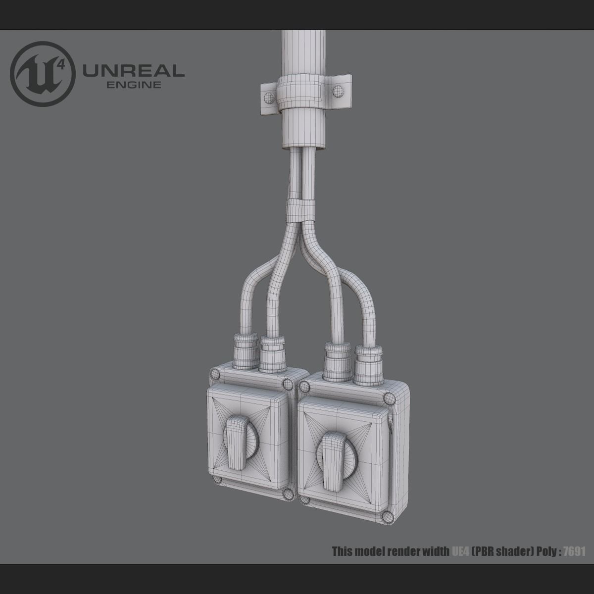 Electrical switch box Low-poly 3D model_7