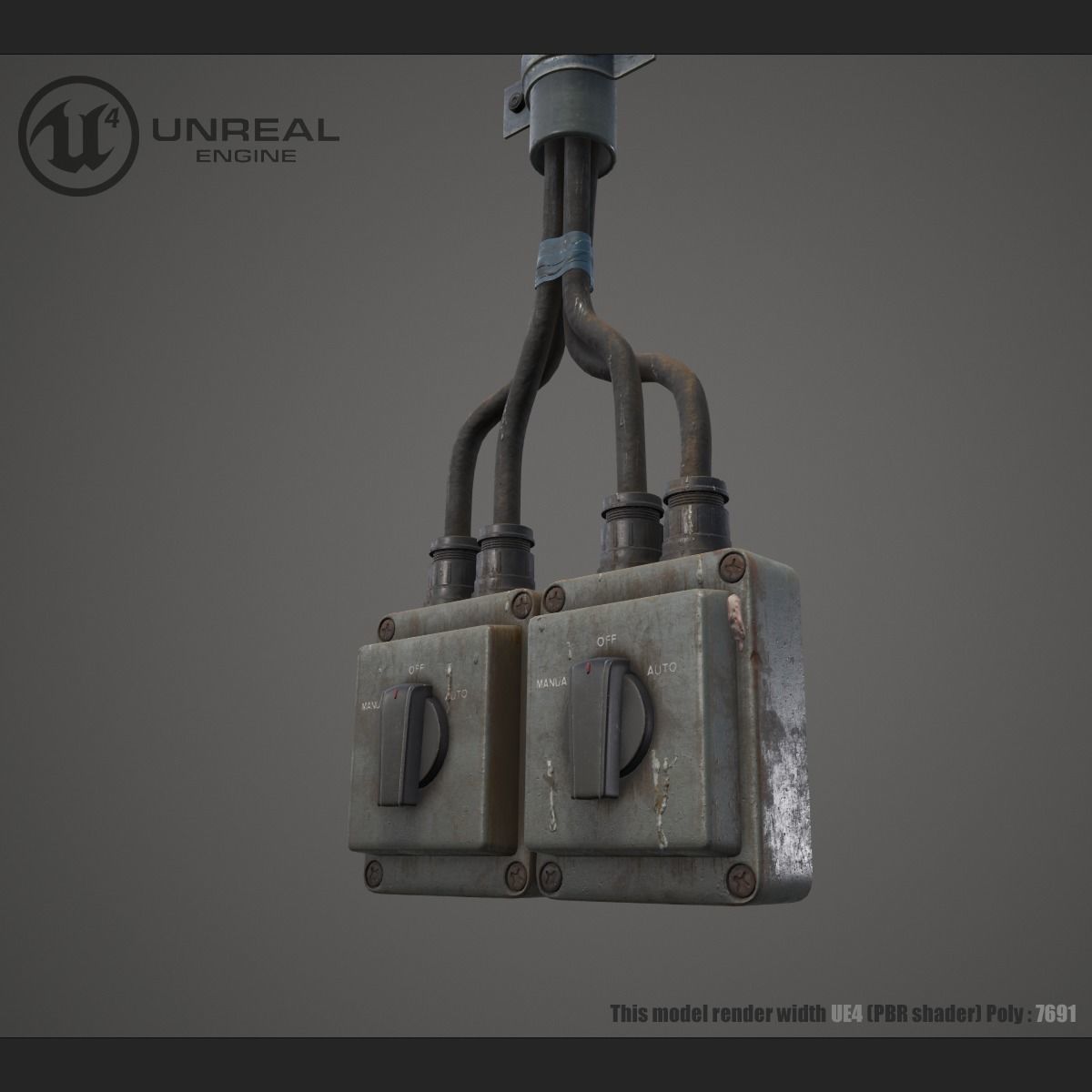 Electrical switch box Low-poly 3D model_3