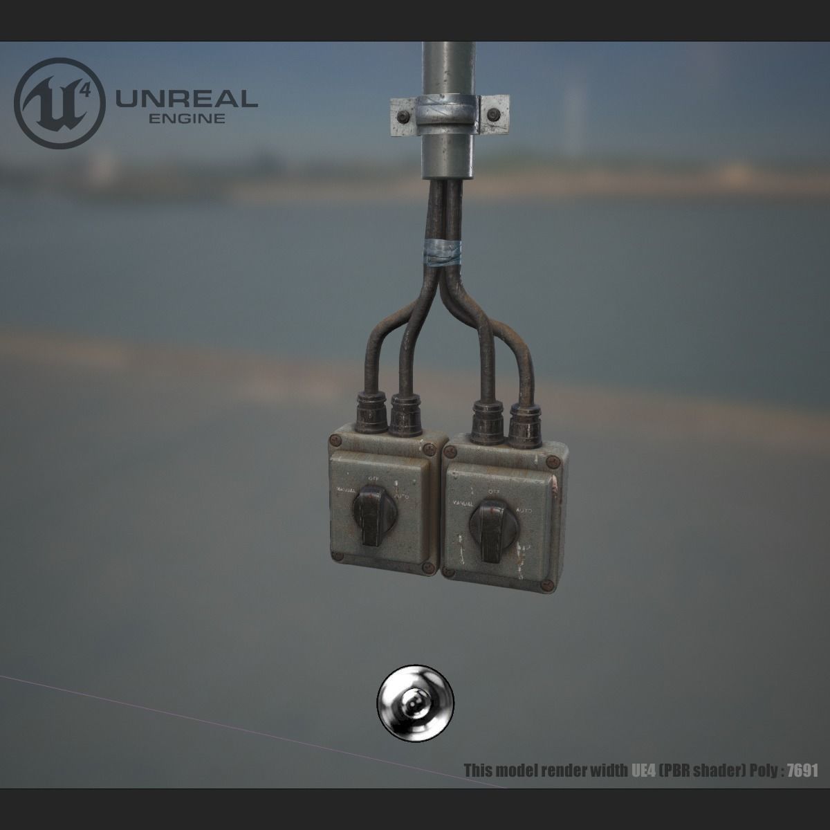 Electrical switch box Low-poly 3D model_9