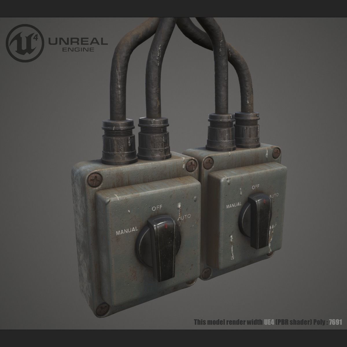 Electrical switch box Low-poly 3D model_4