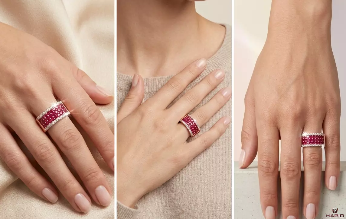 Invisible Set Ruby Ring CAD Model 3D print model