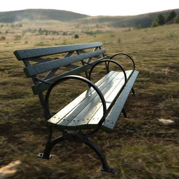 VR Park Bench Low-poly 3D model_5