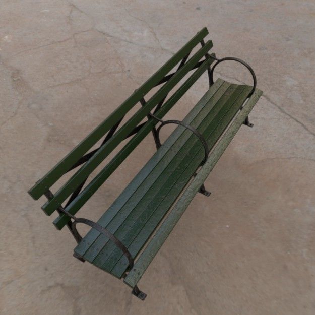 VR Park Bench Low-poly 3D model_8
