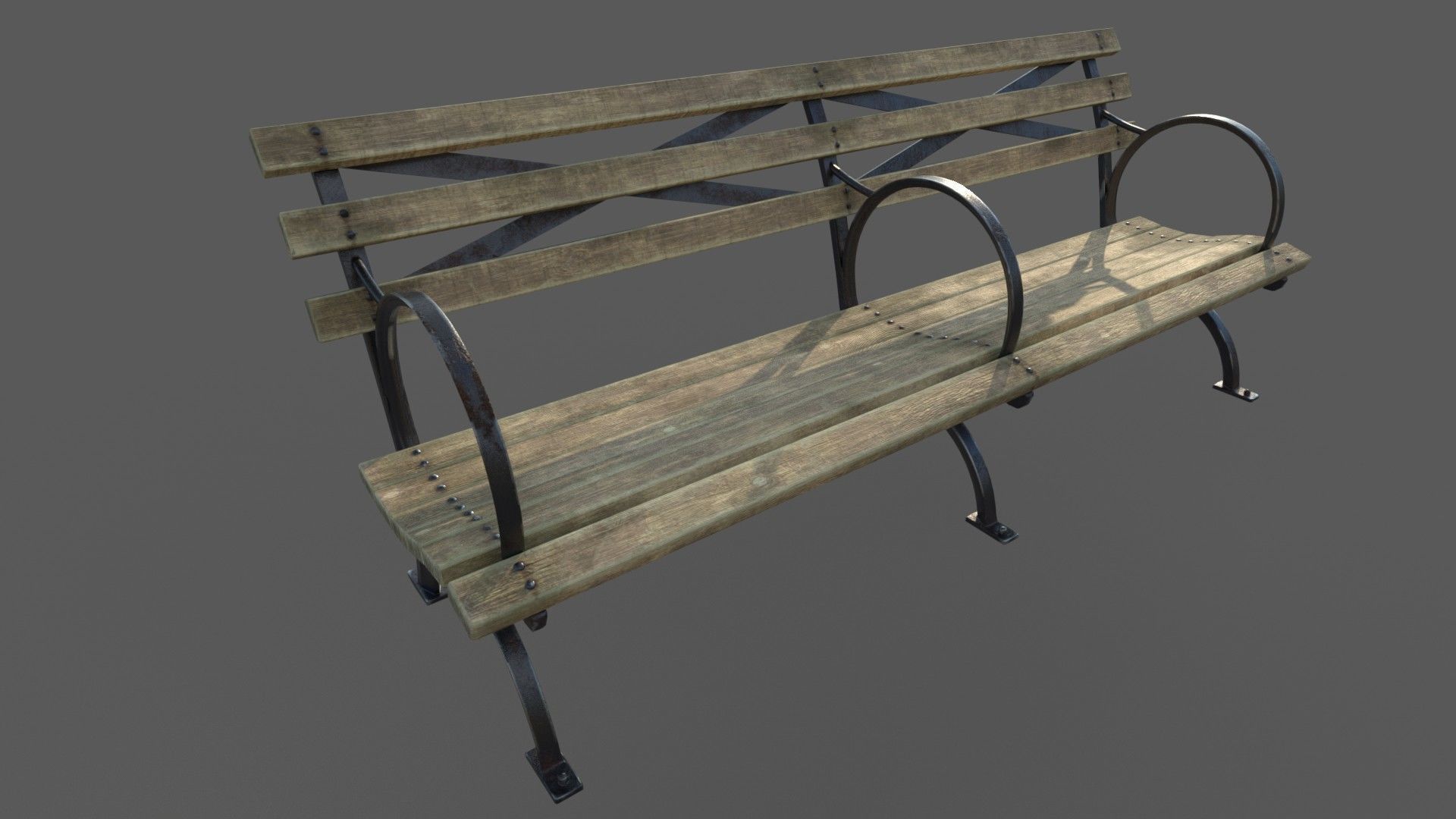 VR Park Bench Low-poly 3D model_1