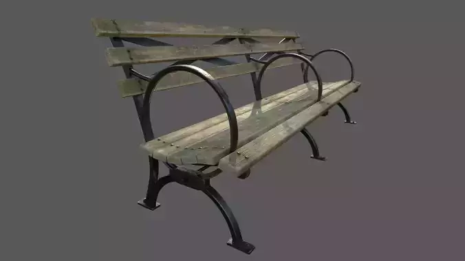 VR Park Bench Low-poly 3D model