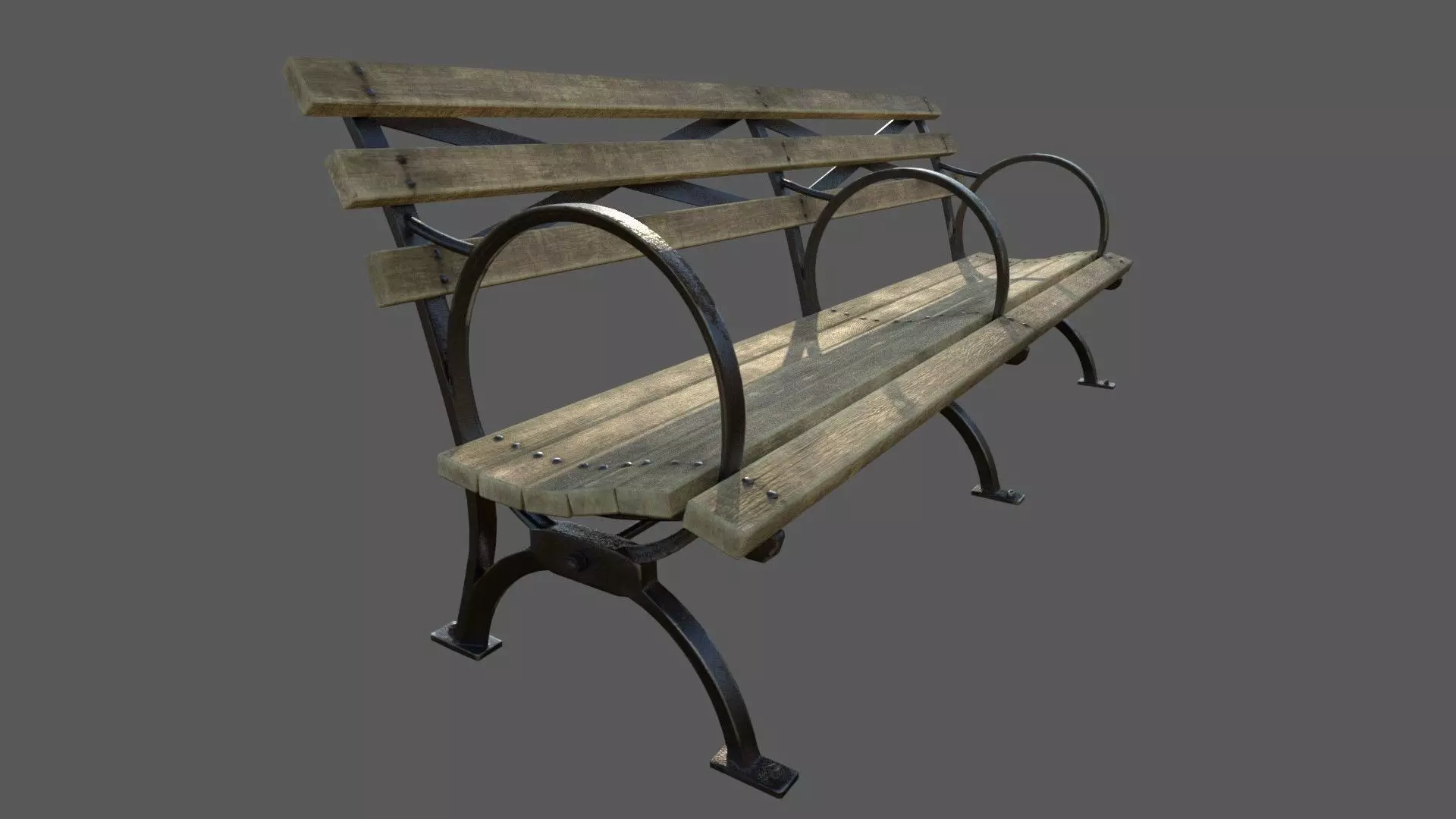VR Park Bench Low-poly 3D model_0