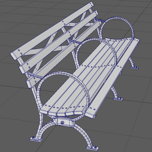 VR Park Bench Low-poly 3D model_9