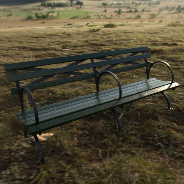 VR Park Bench Low-poly 3D model_4