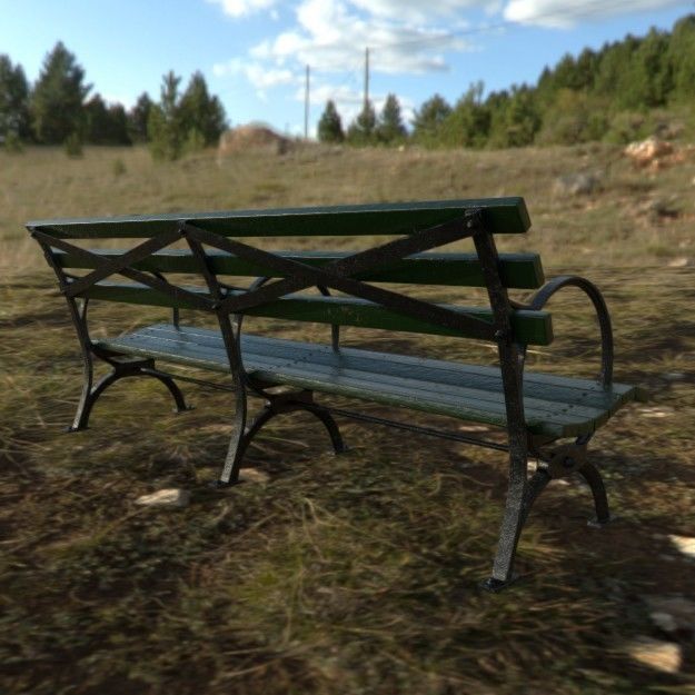 VR Park Bench Low-poly 3D model_7